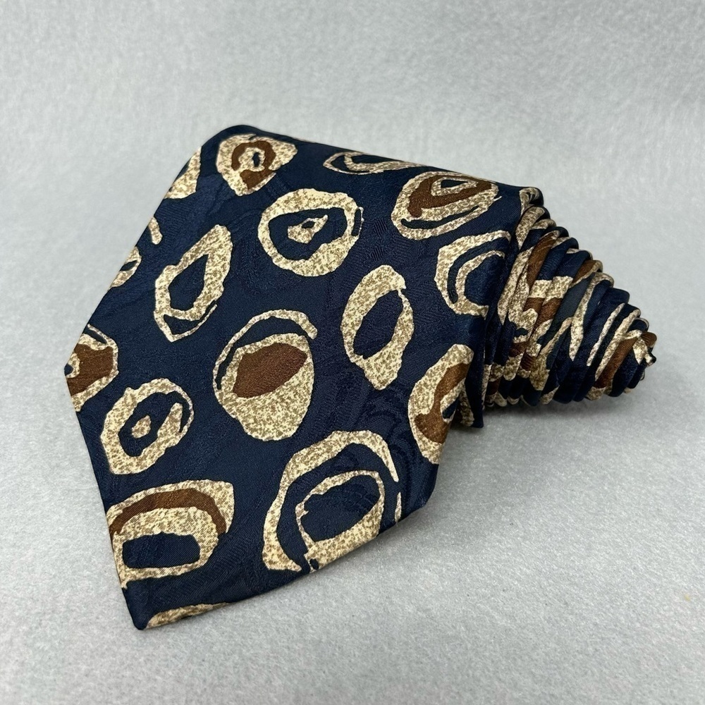 Robert Talbott Omaggio Silk Tie Blue Abstract Circles Men Necktie 58 x 4
